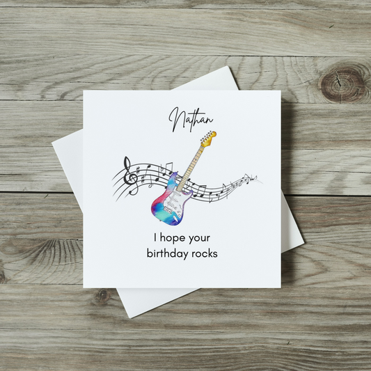 Personalised Birthday Card - Electric Guitar