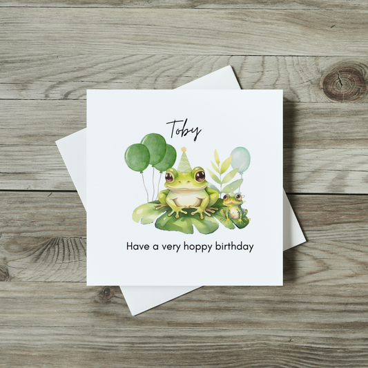 Personalised Have a Hoppy Birthday Frog Card