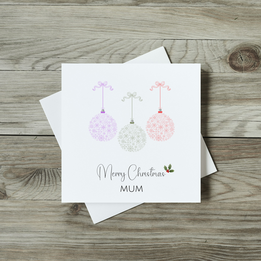 Personalised Christmas Card - Beautiful Baubles