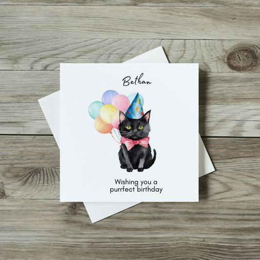 Personalised Birthday Card - Purrfect Black Cat