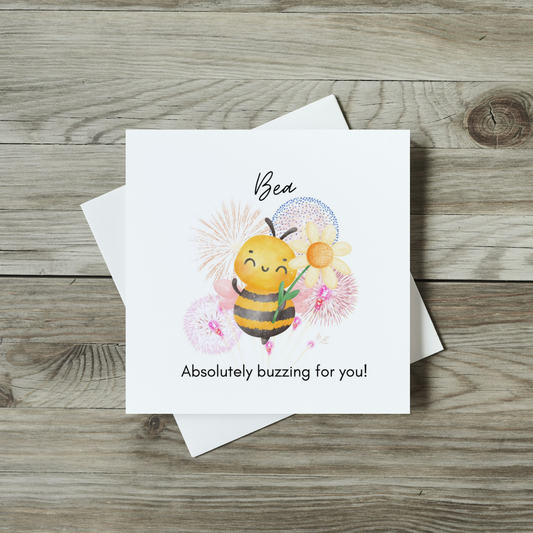 Personalised Congratulations Card - Absolutely Buzzing for You Bumble Bee