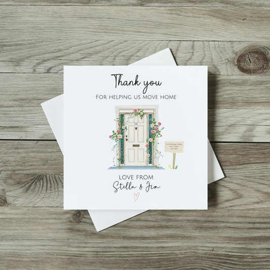 Personalised Thank You For Helping Us Move Home Handmade Card