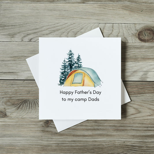 front of Father's Day card, watercolour tent and trees