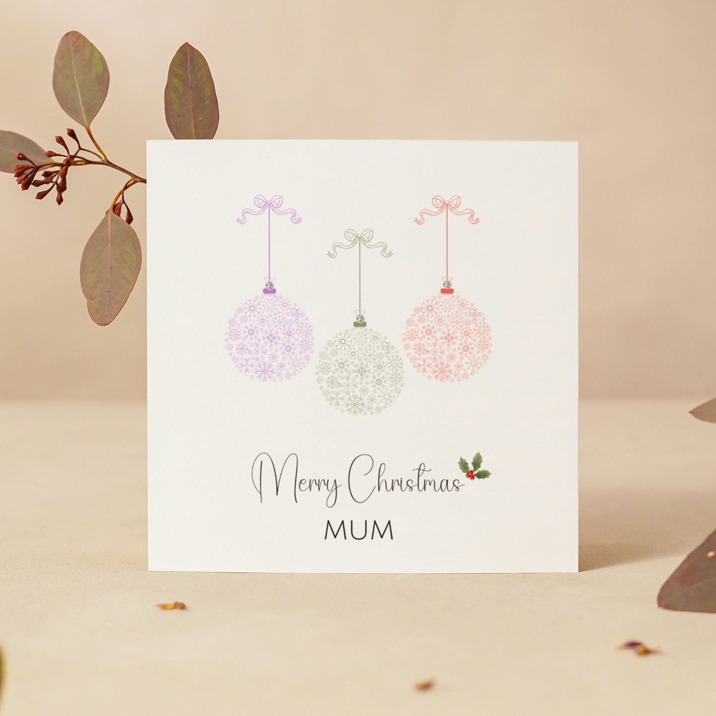 Personalised Christmas Card - Beautiful Baubles