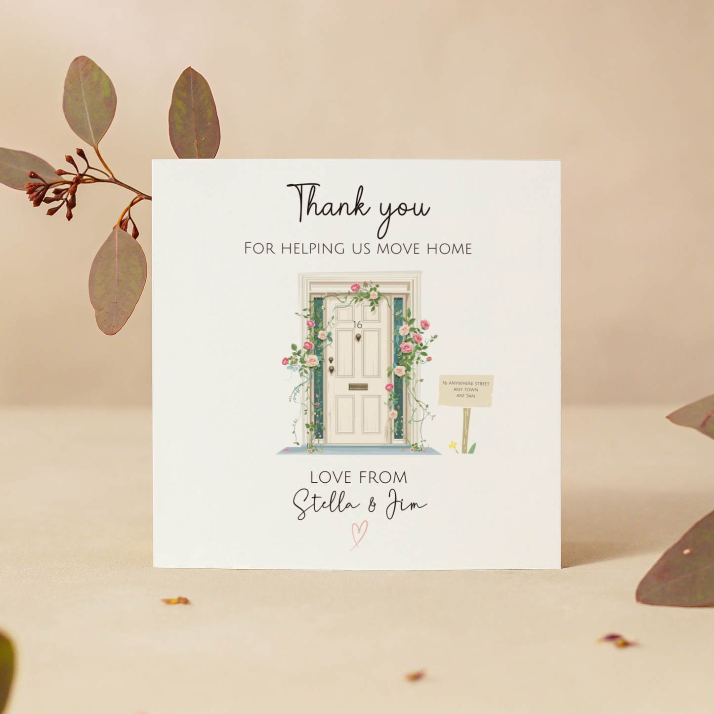 Personalised Thank You For Helping Us Move Home Handmade Card