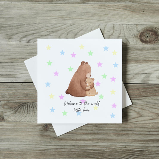 Personalised Handmade New Baby Card - Little Bear