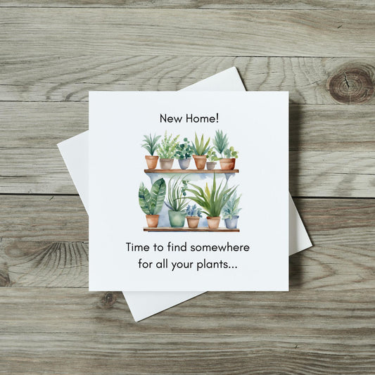 Personalised Handmade Card - New Home Plant Lover