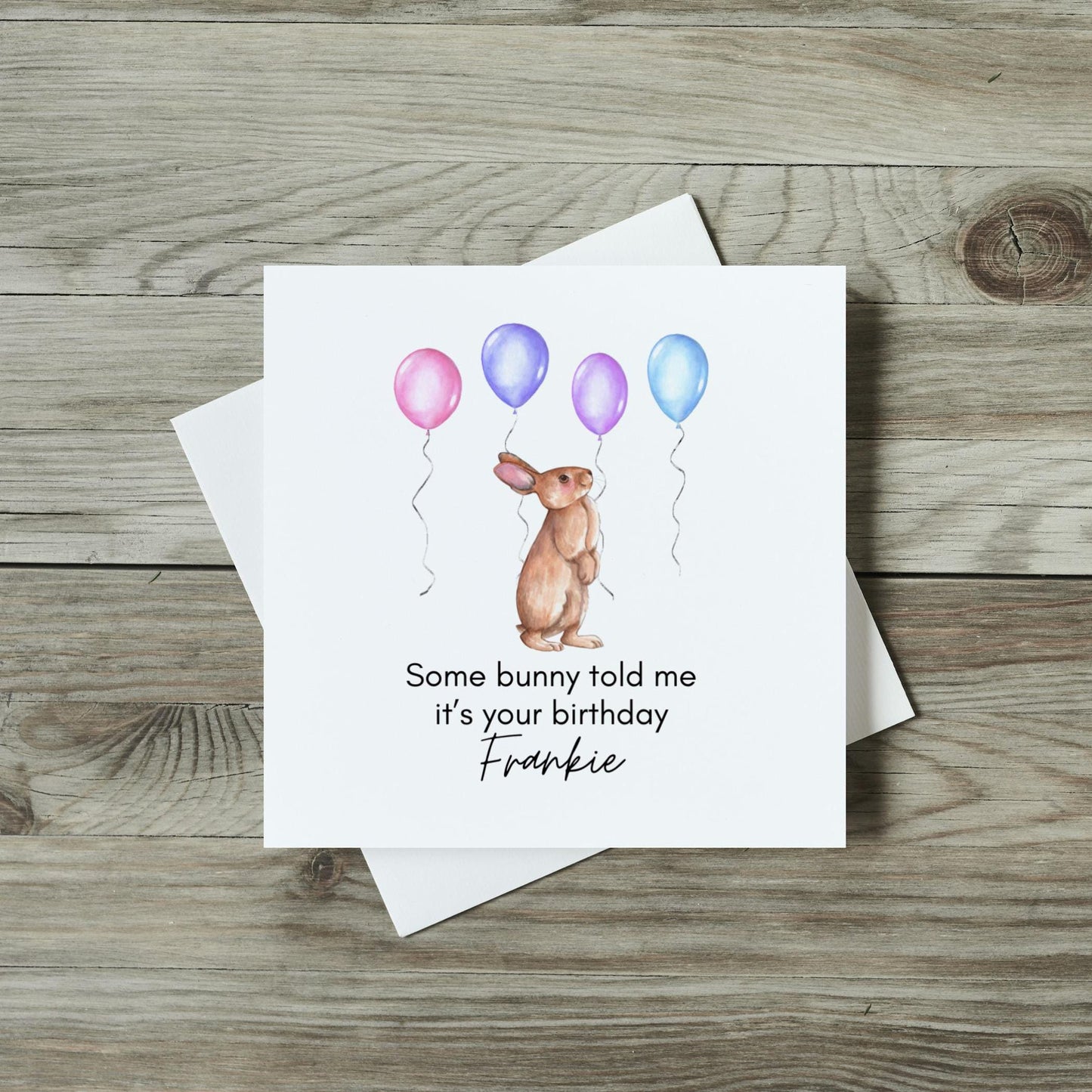 Personalised Birthday Card - Bunny and Balloons