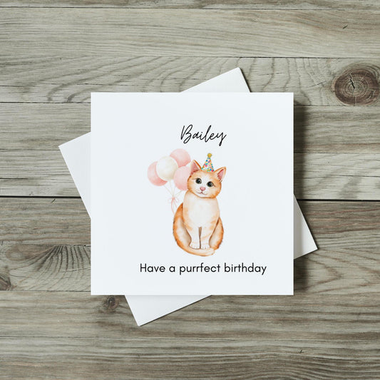 Personalised Birthday Card - Purrfect Ginger Cat