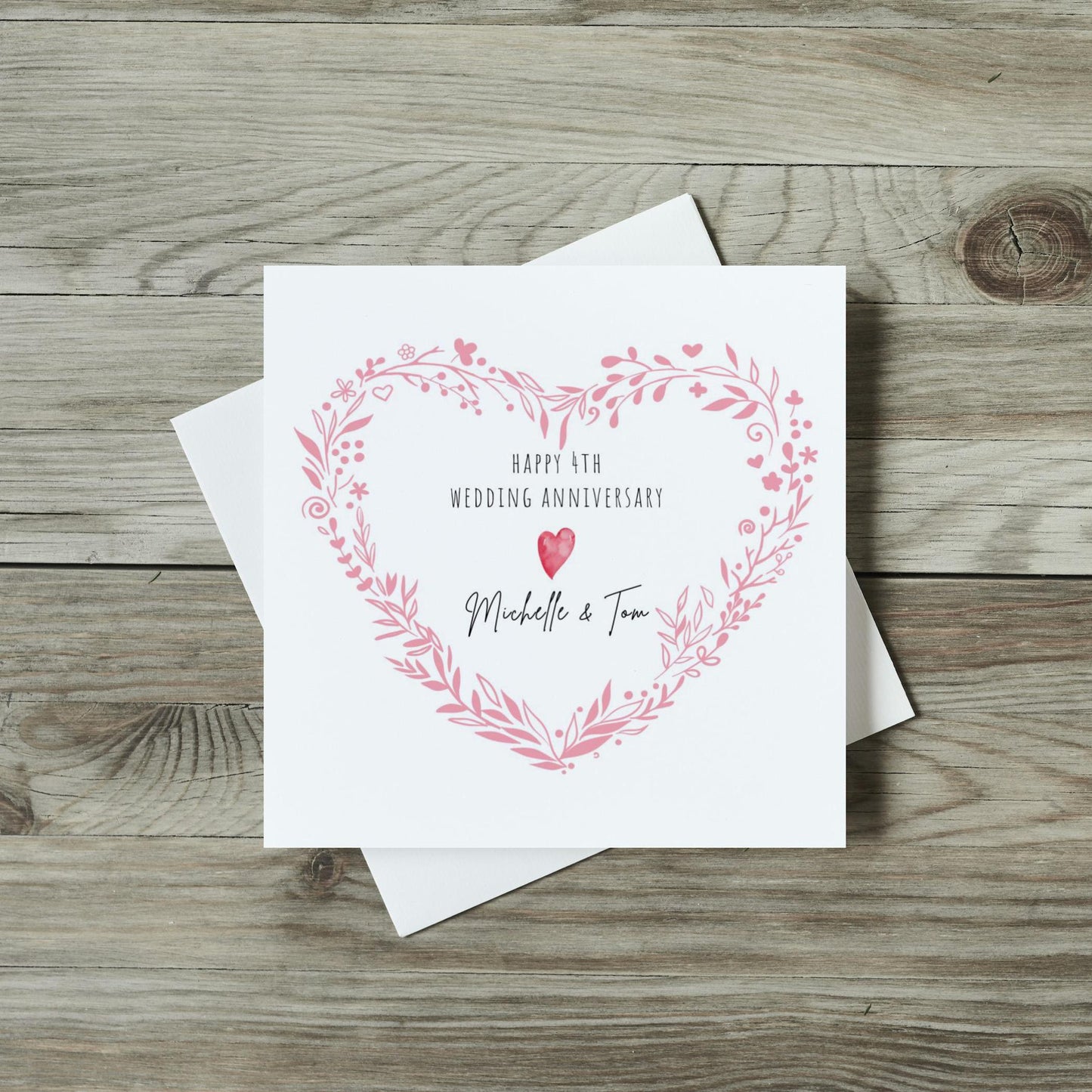 Personalised Anniversary Card - Names & Date in Heart